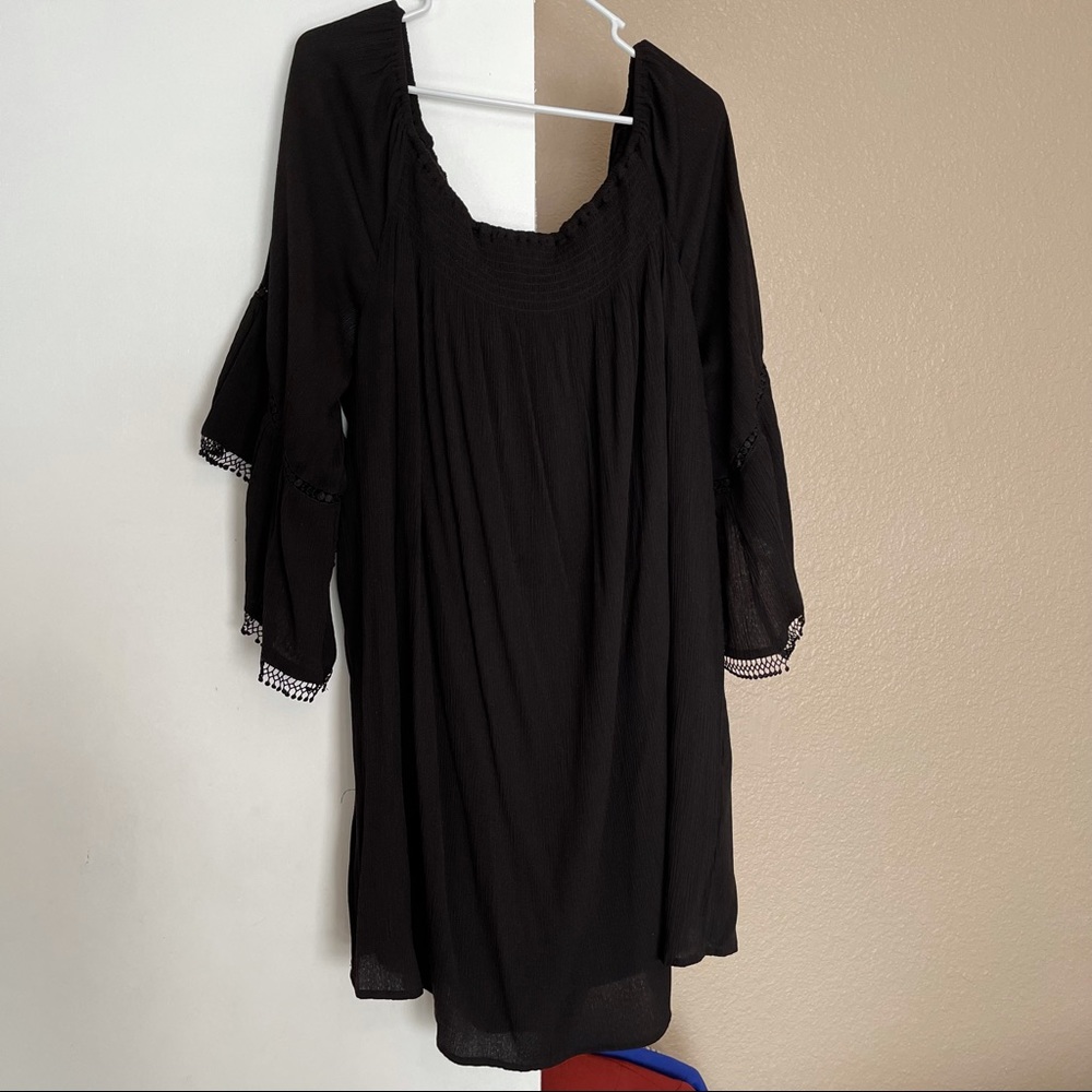 Plus Size Off the Shoulder Flowy Black Dress